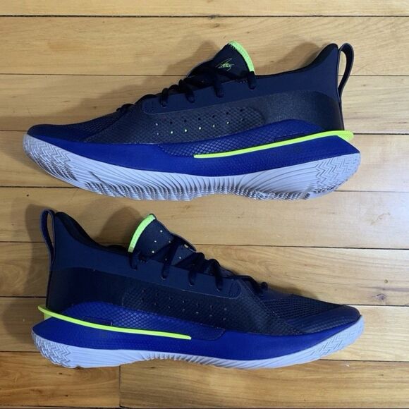 New Under Armour Men's Size 11 UA Curry 7 Royal Any Blue Grey Green Basketball - Picture 3 of 12